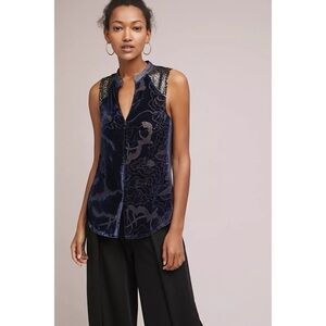 Anthropologie Navy Blue Velvet Tank Top
